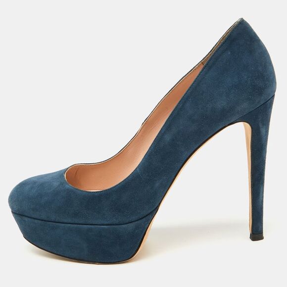 Stuart Weitzman Navy Blue Suede Platform Pumps Size 38.5,New Products : American Fashion Style Bags On Sale